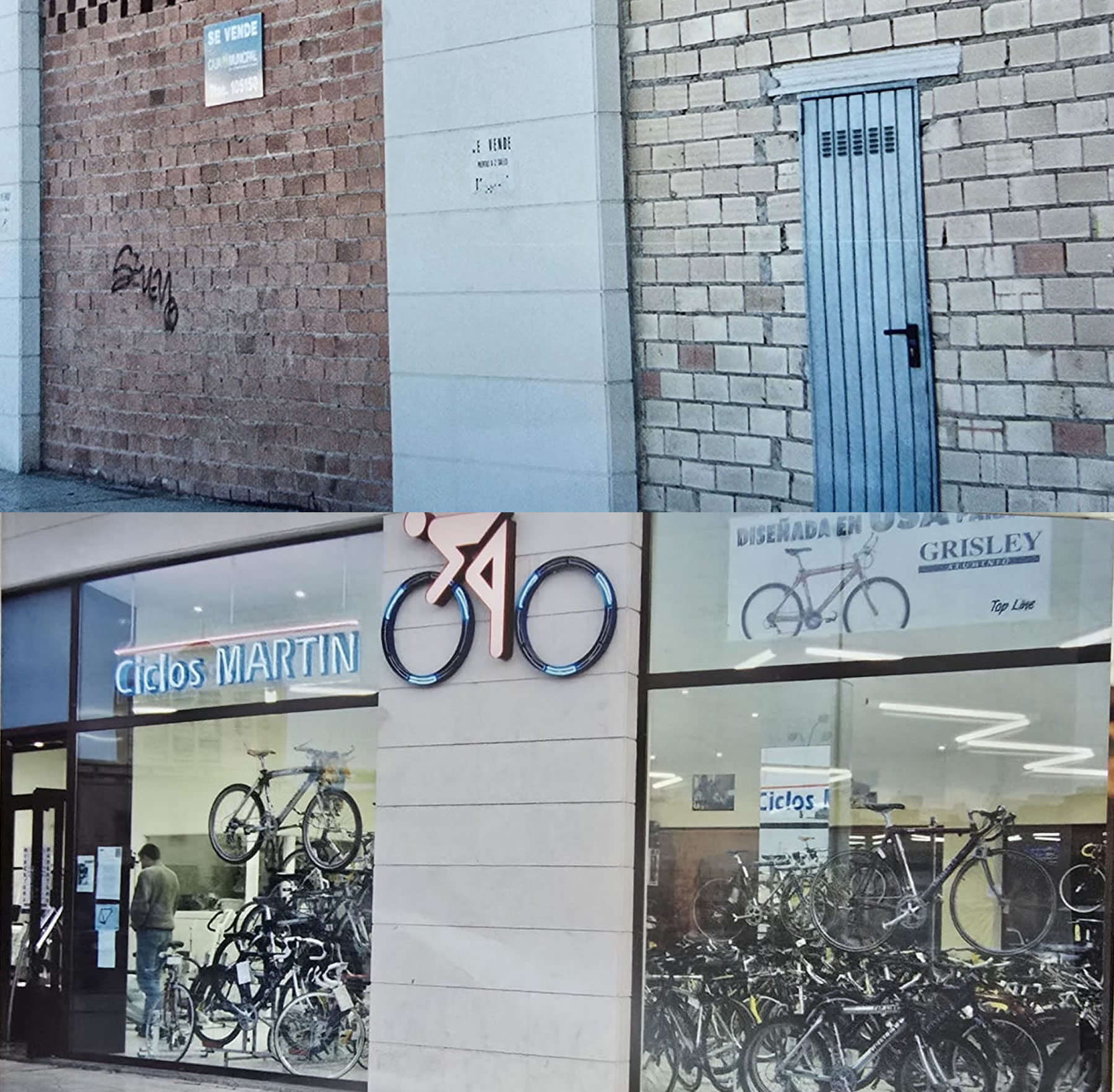 Evolución del local de Ciclos Martín desde la obra hasta la tienda ya construida